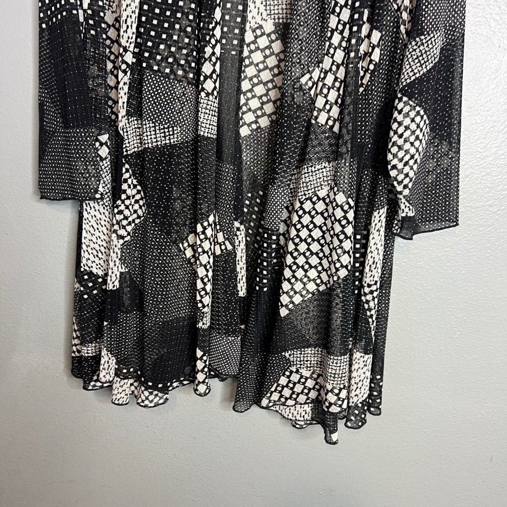 Ali Miles Cardigan Plus Sz 1X Geometric Patchwork Boho Artsy Mesh Cover Up - Picture 5 of 8